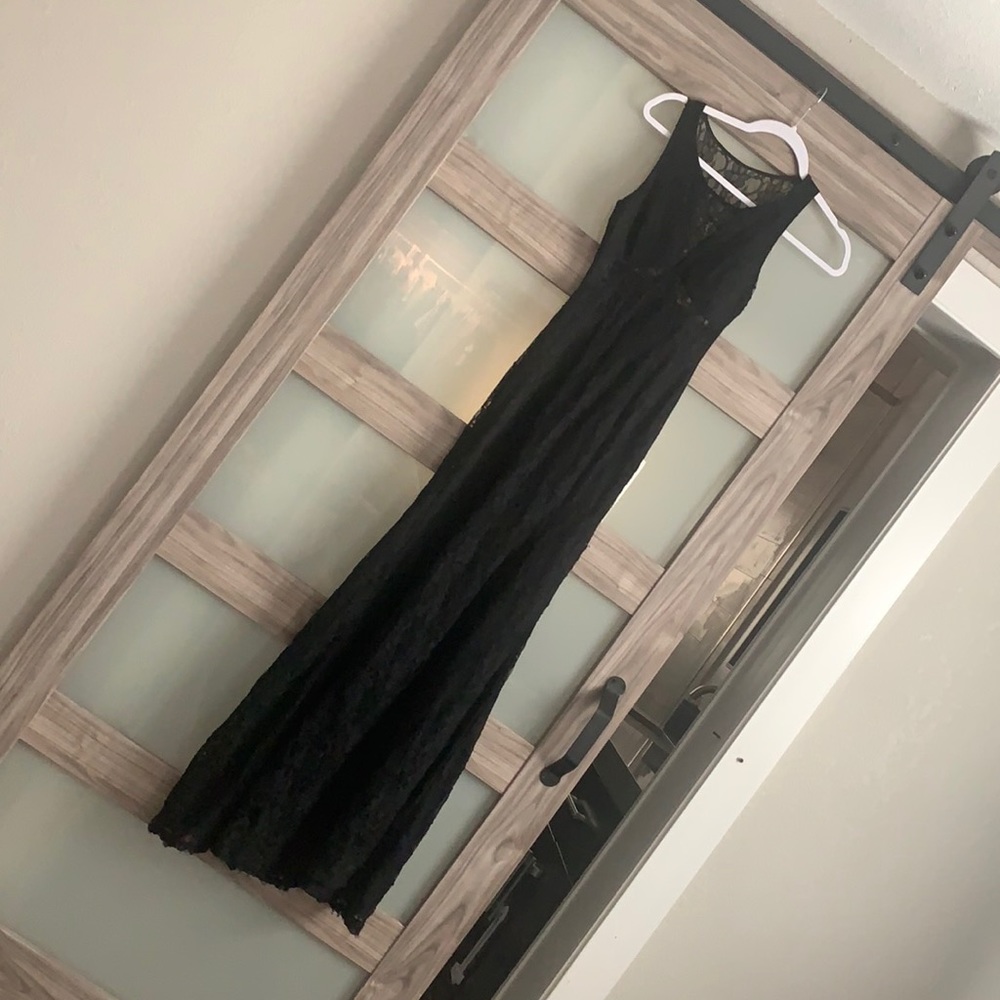 Mermaid style, long black lace formal dress
